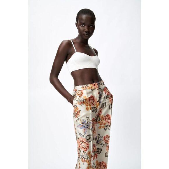 ZARA Printed Floral Pants New Small - Picture 2 of 7